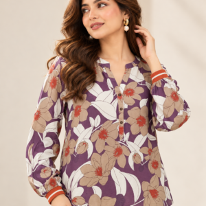 Plum Floral Print Shirt by Poshiza, view 1
