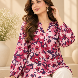 Magenta Floral Print Top by Poshiza, view 1
