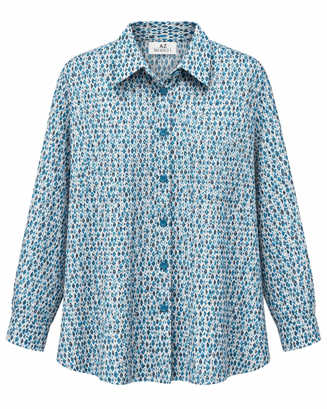 Powder Blue Printed Shirt by Poshiza, view 2