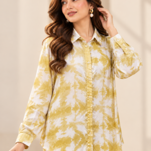 Mustard Abstract Print Shirt by Poshiza, view 1