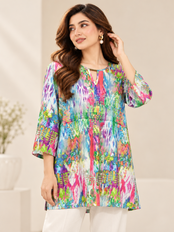 Rainbow Brushstroke Print Top by Poshiza, view 1