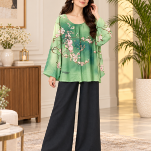 Mint Blossom 2 Piece Set with Black Trouser by Poshiza, view 1