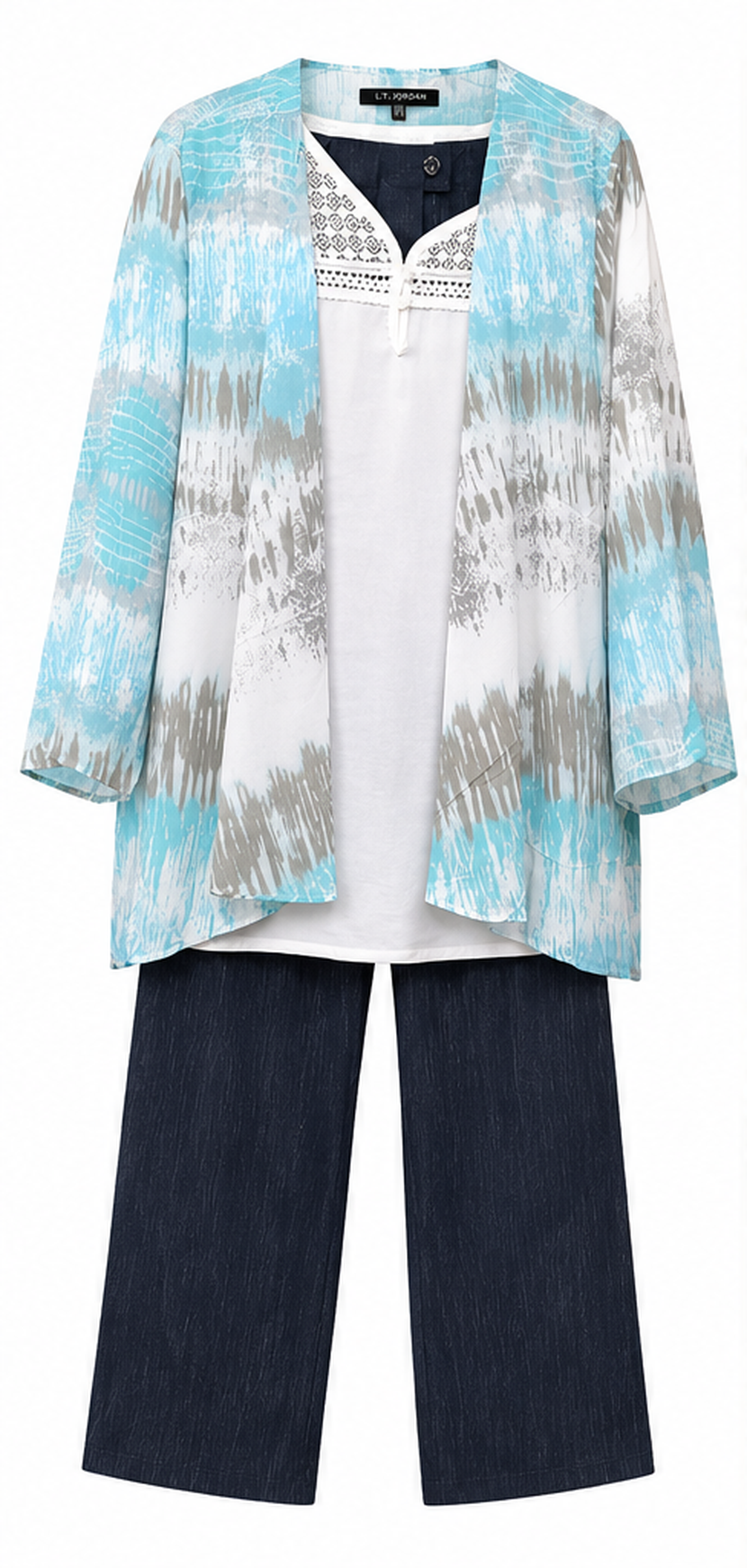 Sky Blue Layered 2 Piece Set with Navy Trouser by Poshiza, view 3