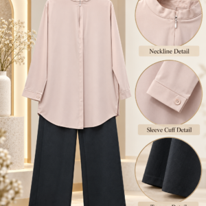 Blush Pink 2 Piece Set with Black Trouser by Poshiza, view 1