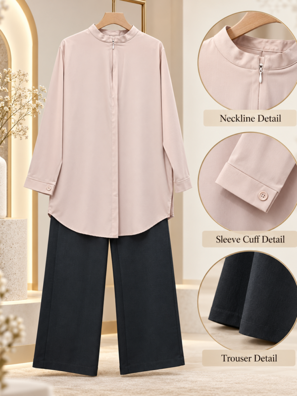 Blush Pink 2 Piece Set with Black Trouser by Poshiza, view 1