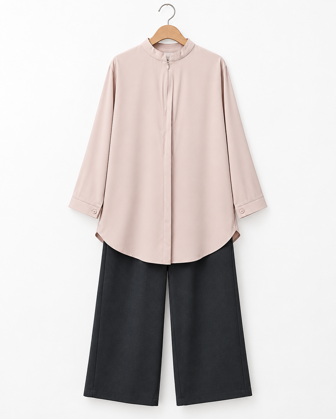 Blush Pink 2 Piece Set with Black Trouser by Poshiza, view 3