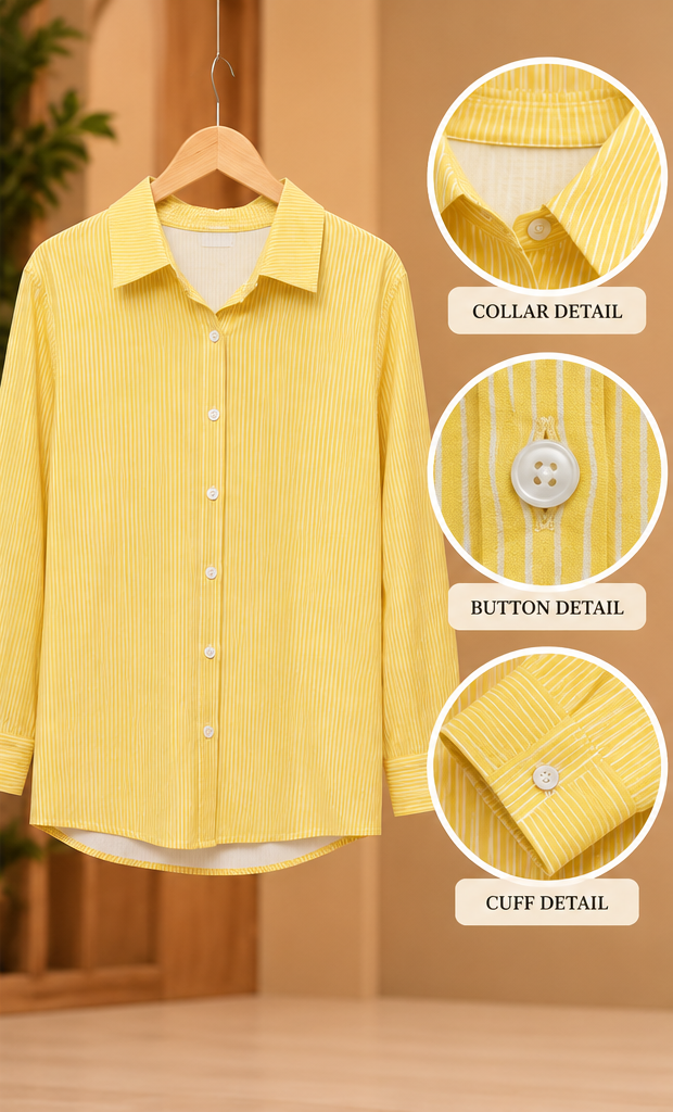 Lemon Yellow Button Down Shirt by Poshiza, view 2