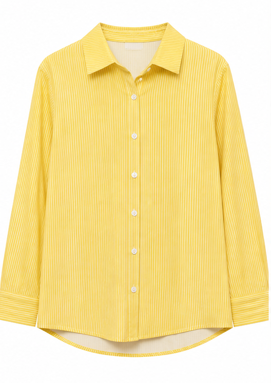 Lemon Yellow Button Down Shirt by Poshiza, view 3