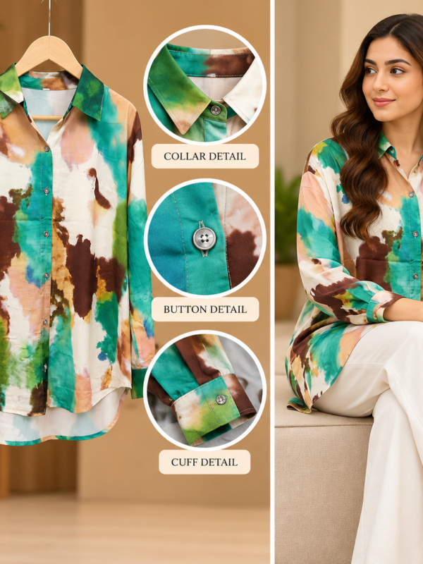 Teal Abstract Print Shirt by Poshiza, view 1