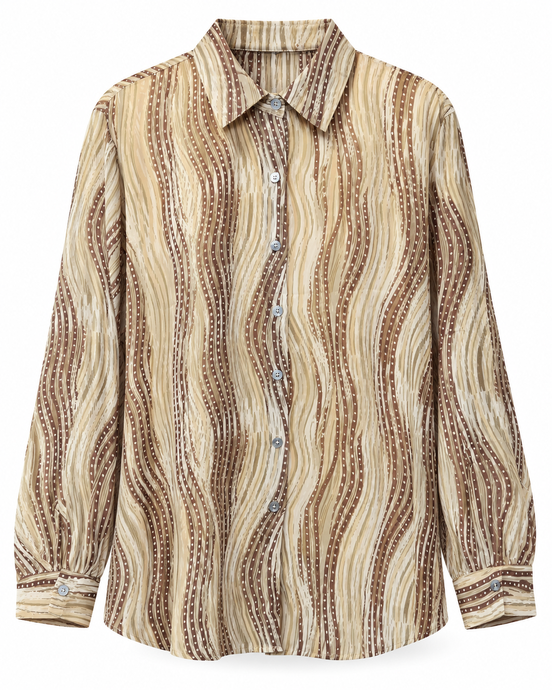 Beige Wave Stripe Shirt by Poshiza, view 3