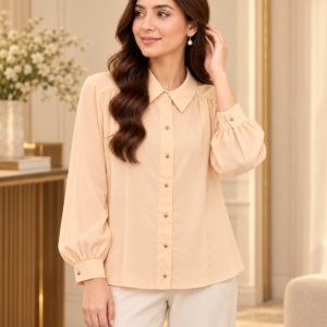 Peach Button Down Shirt by Poshiza, view 1