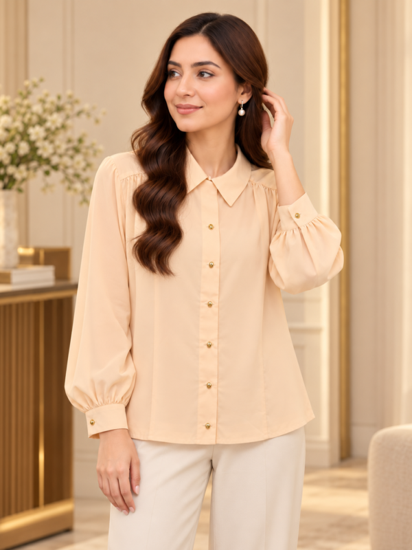 Peach Button Down Shirt by Poshiza, view 1