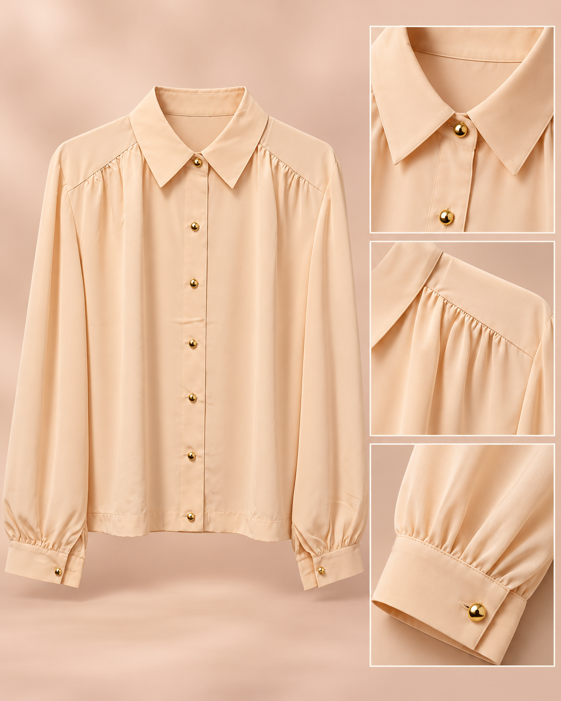 Peach Button Down Shirt by Poshiza, view 3