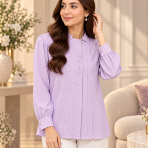 Lilac Pin Tuck Blouse by Poshiza, view 1