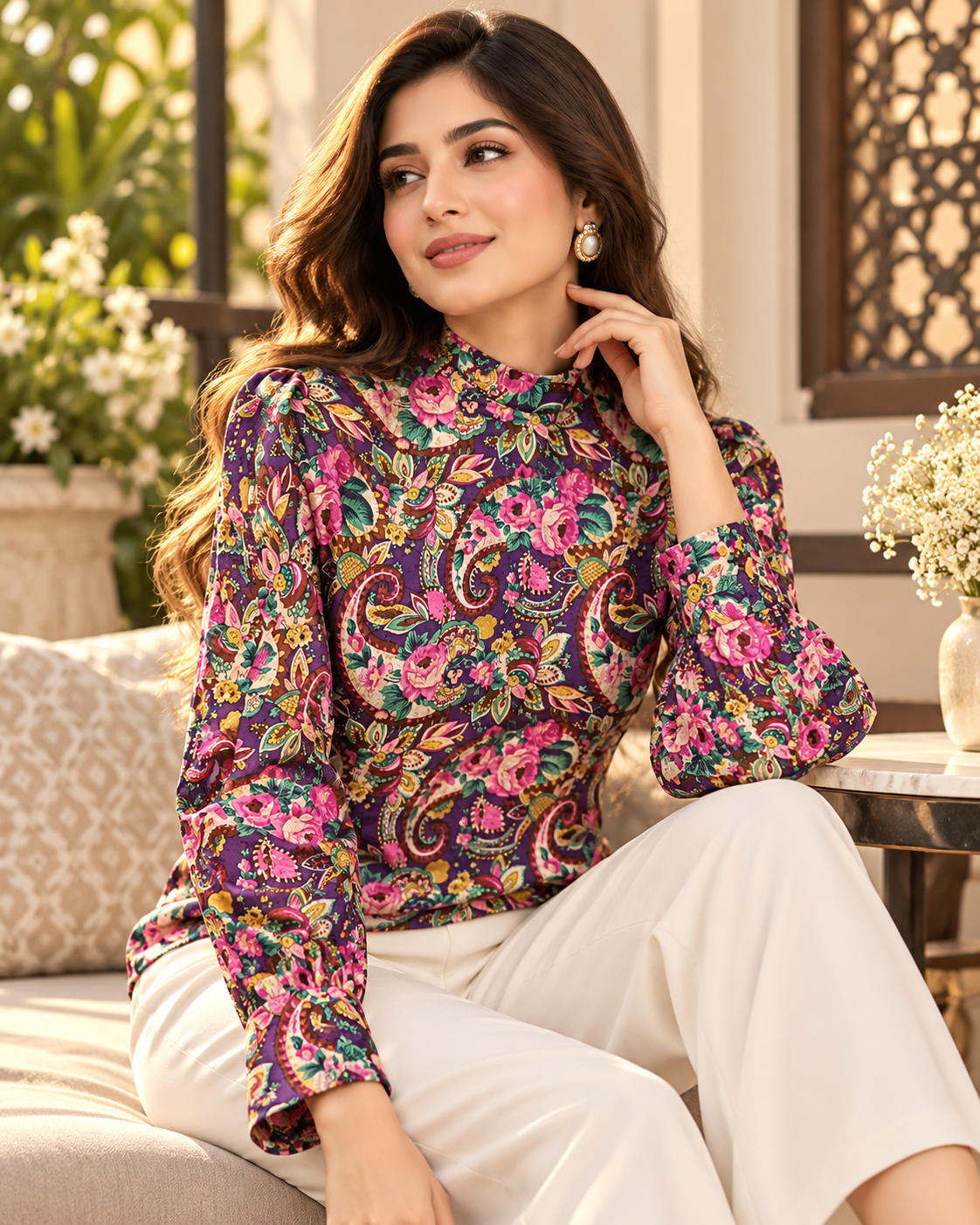 Paisley Bloom Print Shirt by Poshiza, view 1