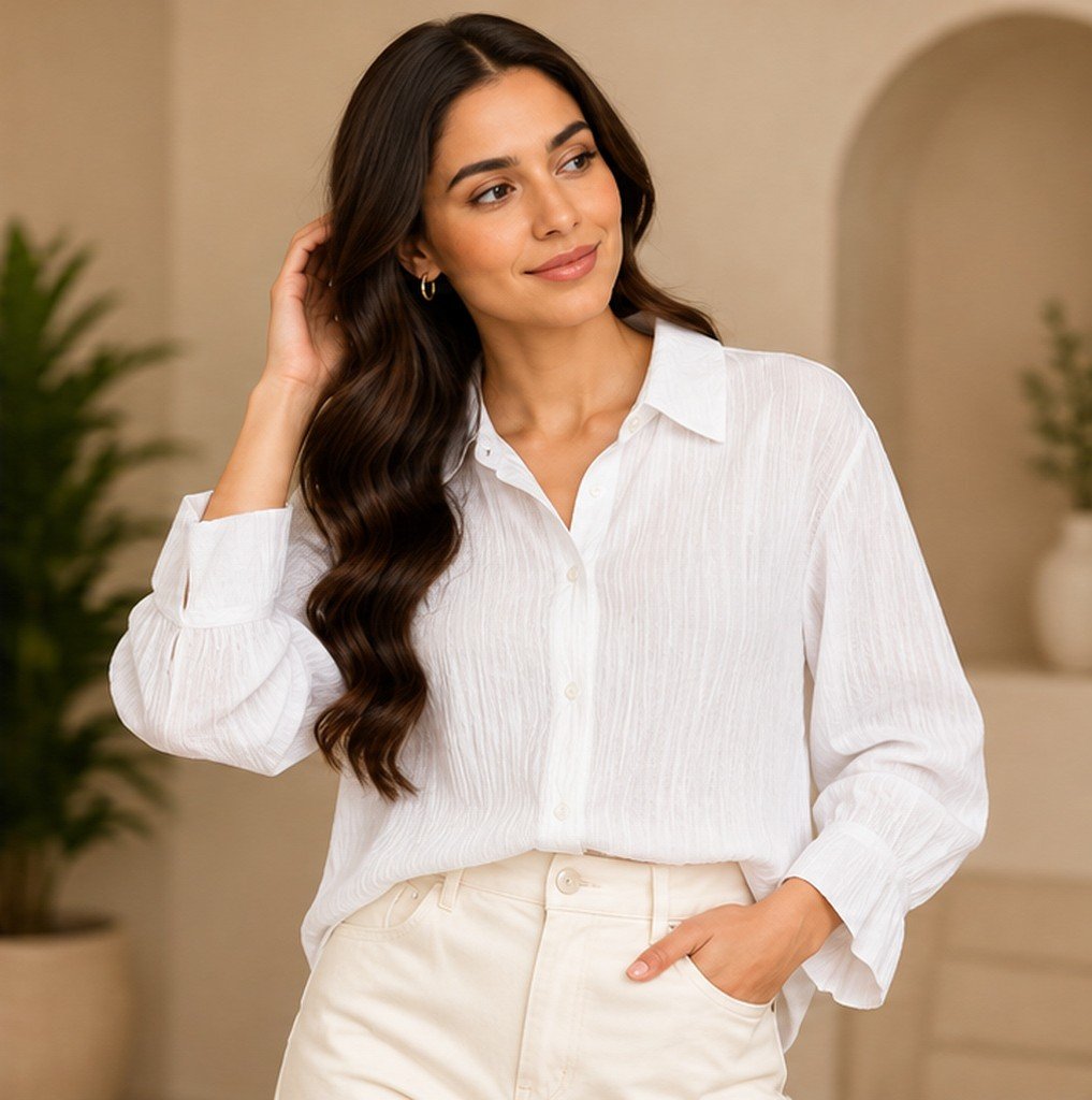 White Classic Pocket Shirt by Poshiza, view 1