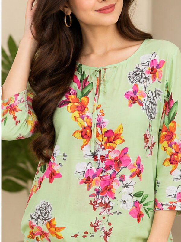 Mint Green Floral Print Top by Poshiza, view 1