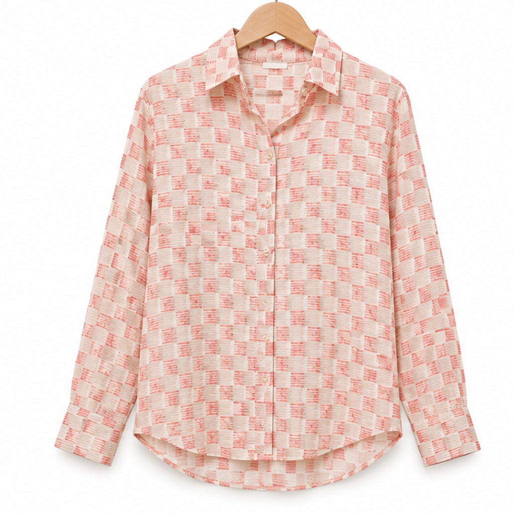 Pink Geometric Print Shirt by Poshiza, view 2