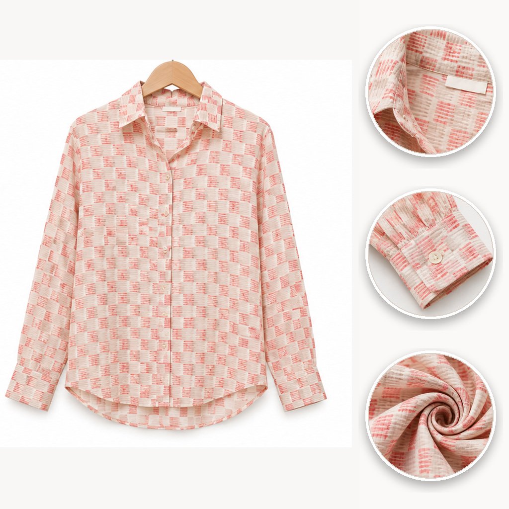 Pink Geometric Print Shirt by Poshiza, view 3