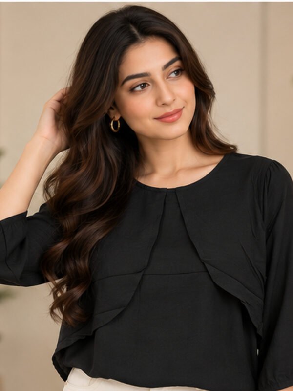 Black Layered Overlay Top by Poshiza, view 1