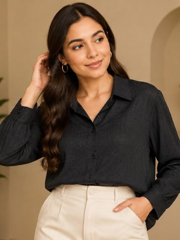 Black Classic Button Down Shirt by Poshiza, view 1