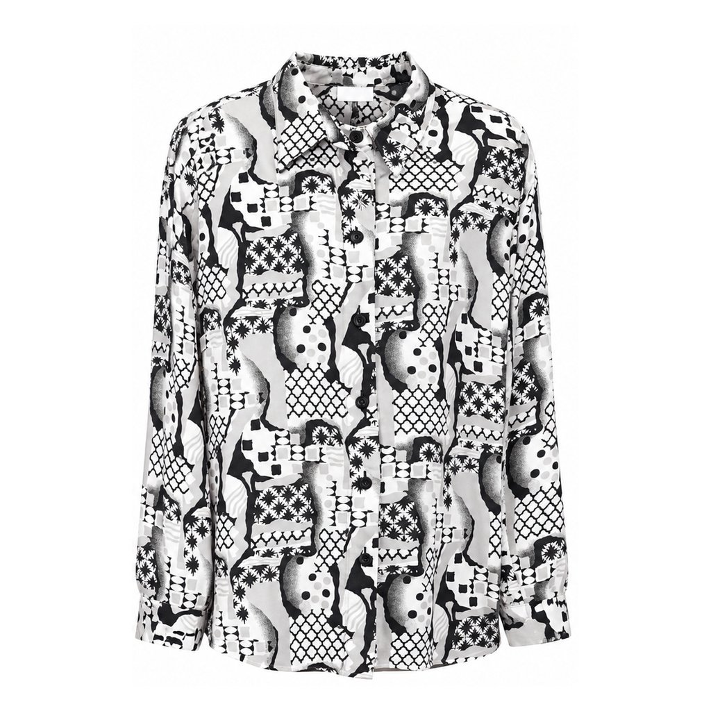 Black and White Abstract Print Shirt by Poshiza, view 2