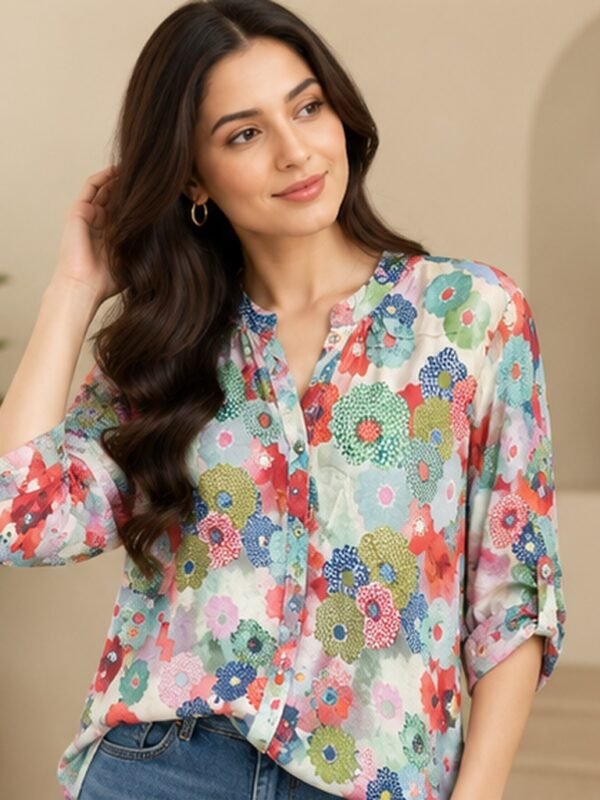Multicolour Floral Print Blouse by Poshiza, view 1