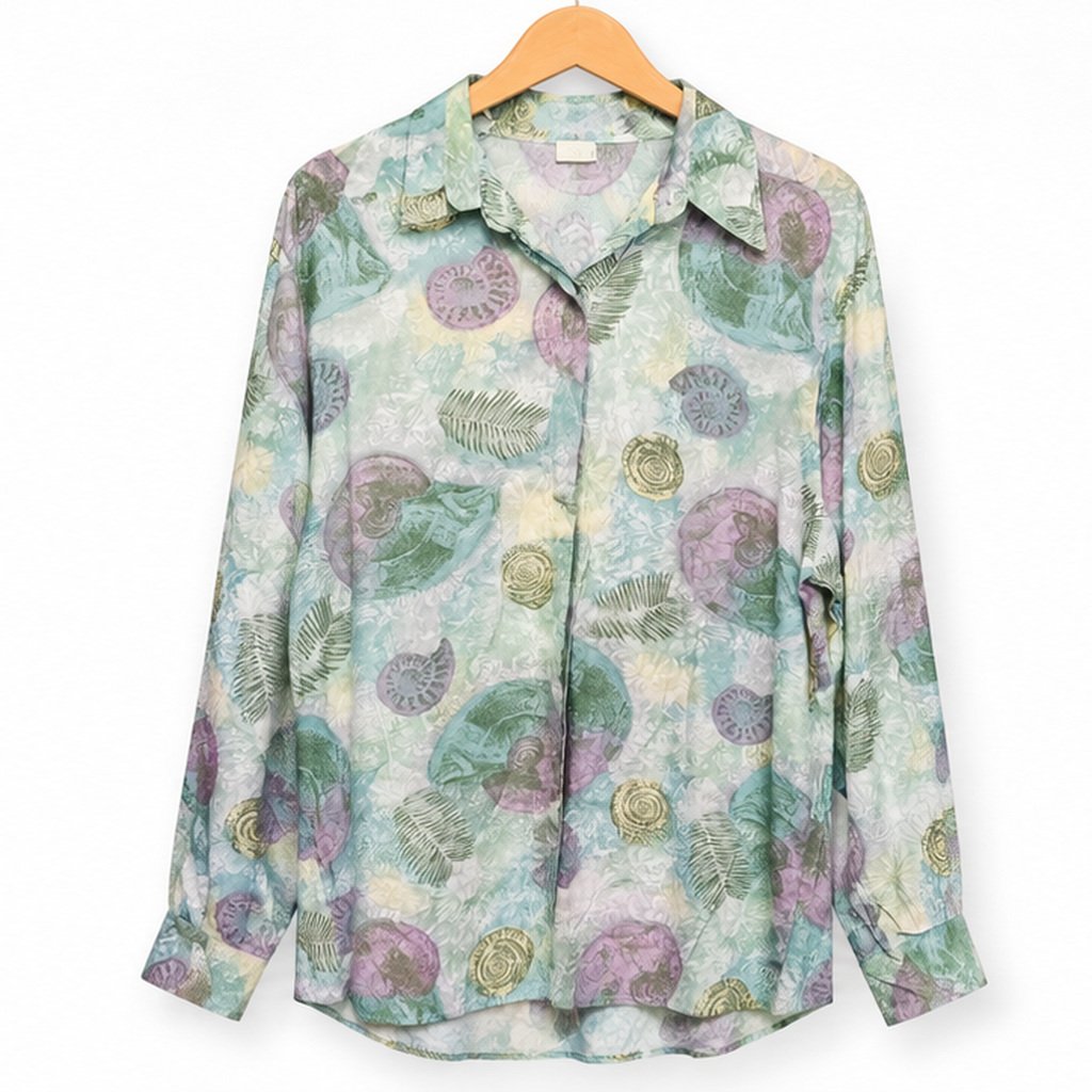 Sage Green Paisley Print Shirt by Poshiza, view 2